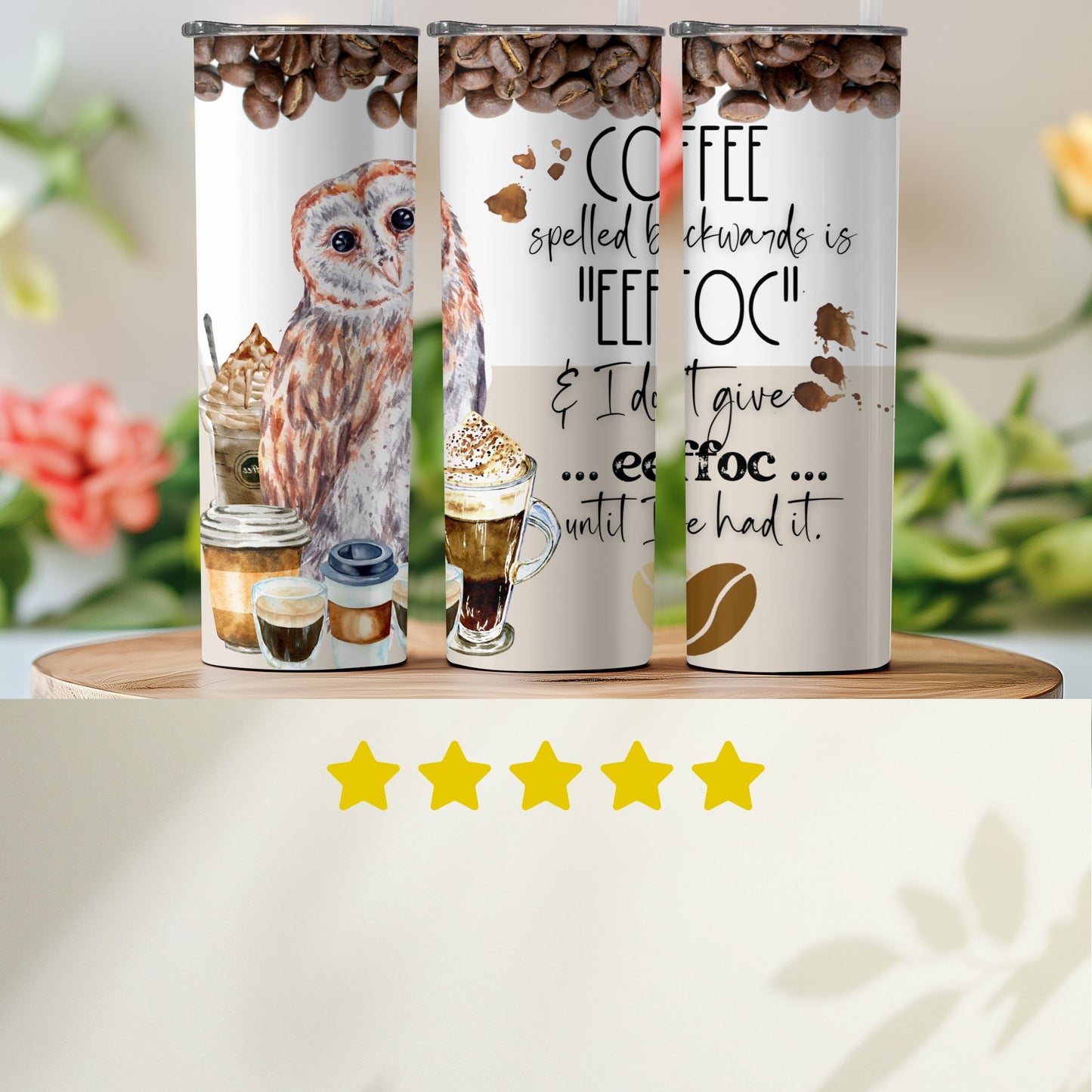 Coffee Themed Design Tumblers Owl Art product type