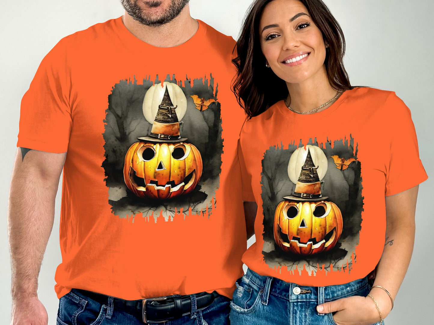 Spooky Halloween Pumpkin Witch Hat Design T-Shirt product