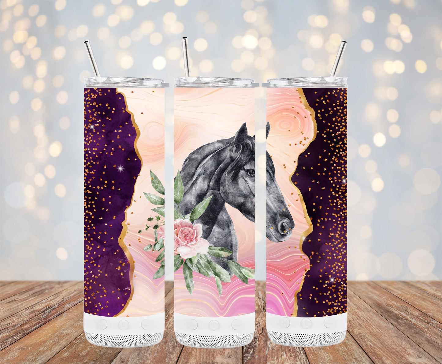 Elegant Horse Patterned Insulated Beverage Tumbler product