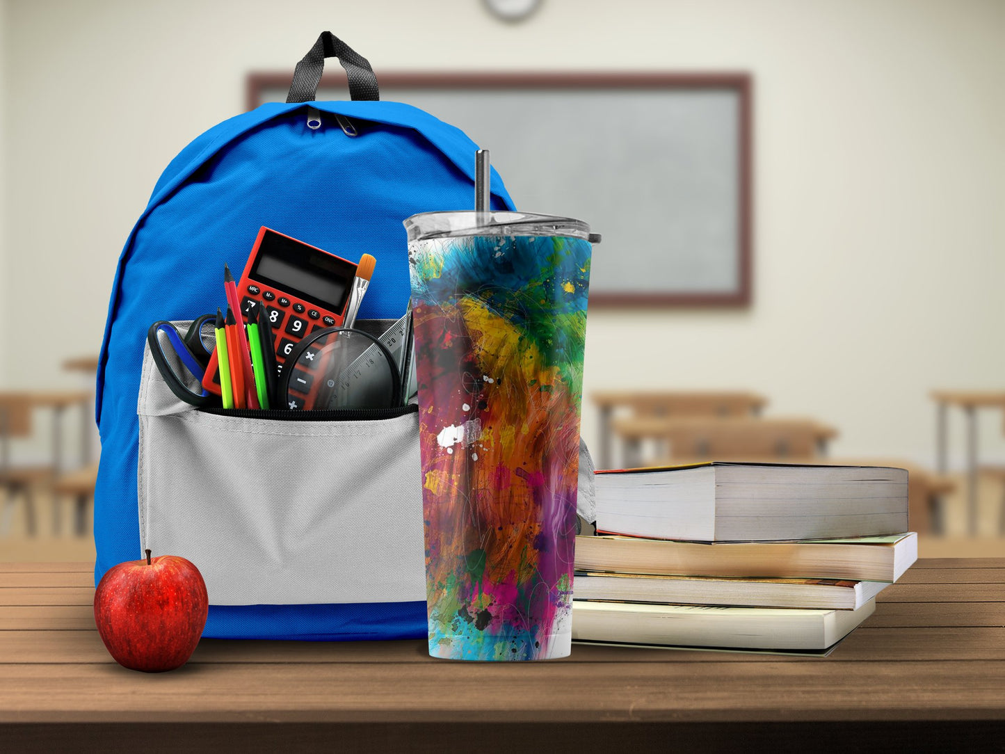 Colorful Artistic Tumbler with School Supplies product