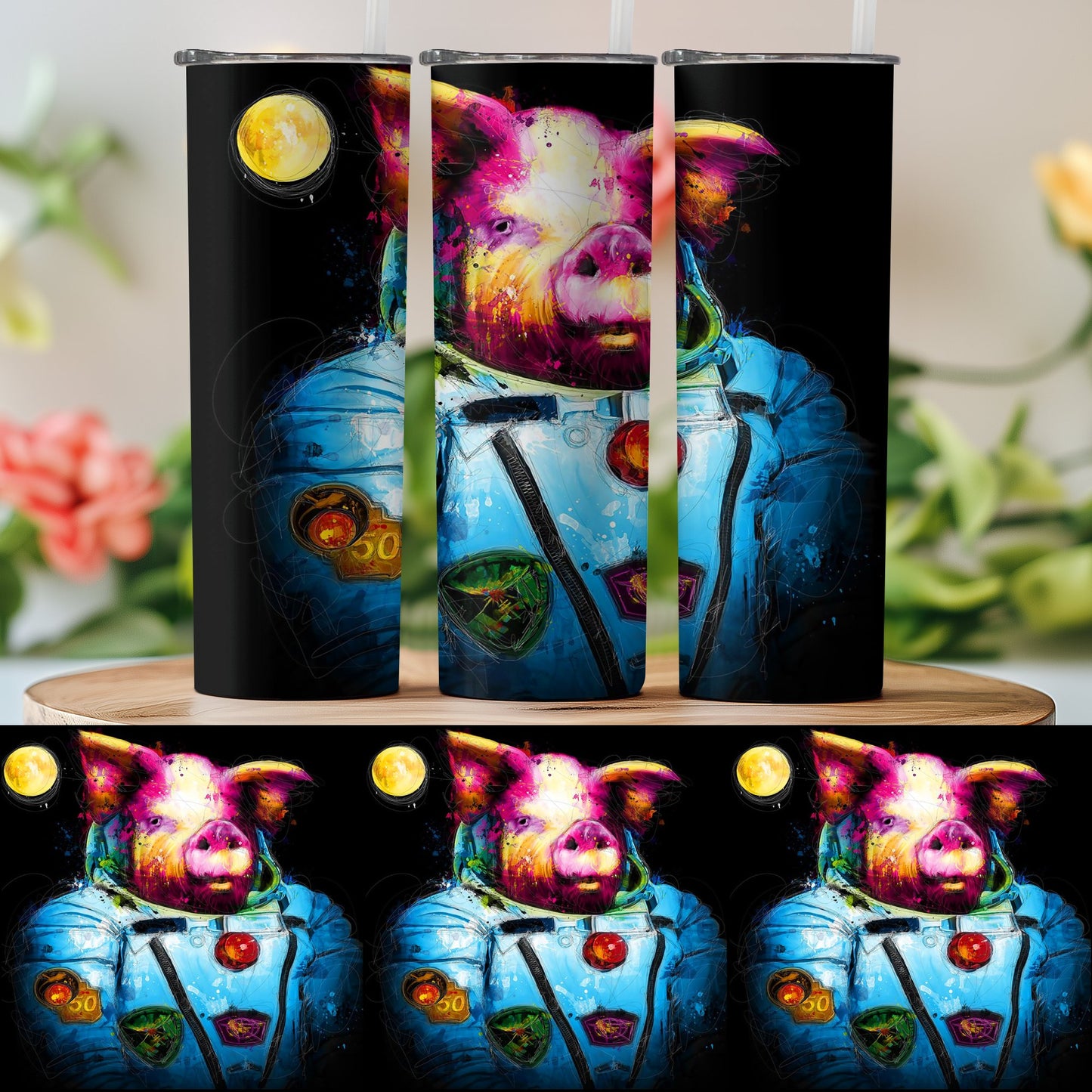 Colorful Pig In Astronaut Suit Tumbler product