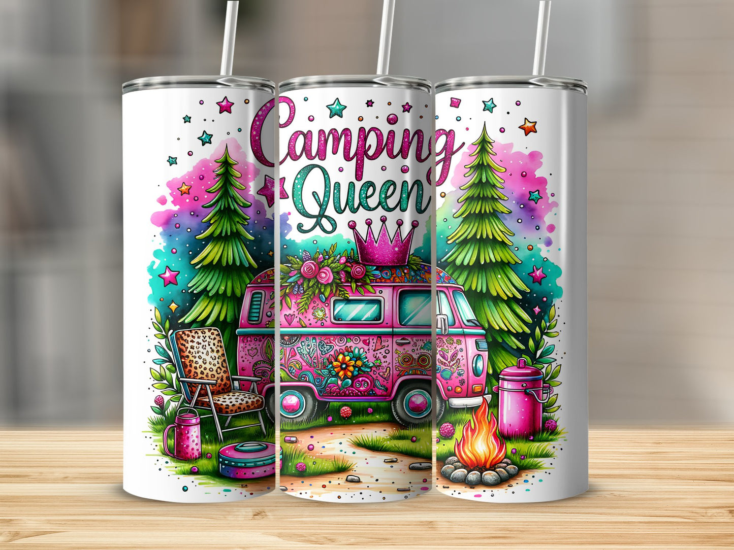 Camping Queen with Trees and Van Design product