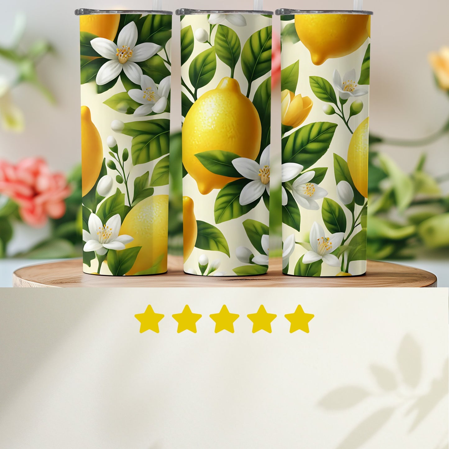 Lemon and Floral Design Insulated Tumbler product