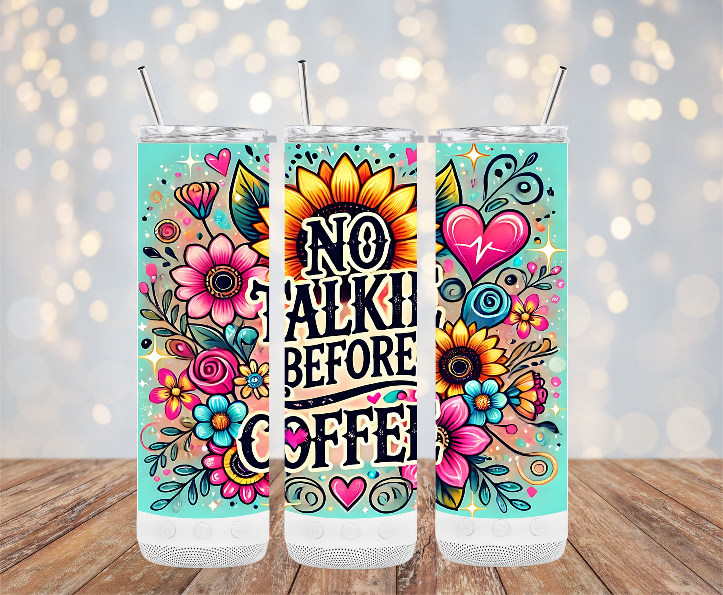 Colorful Floral Design No Talking Before Coffee product type