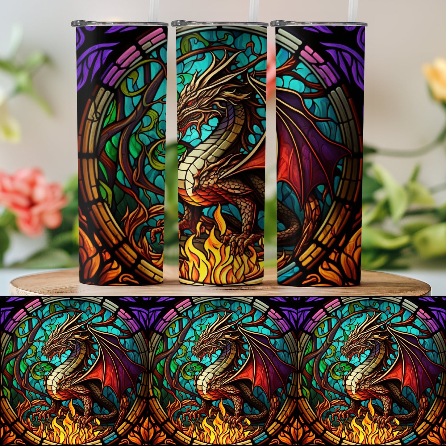 Stained Glass Dragon Fantasy Art Tumbler product type