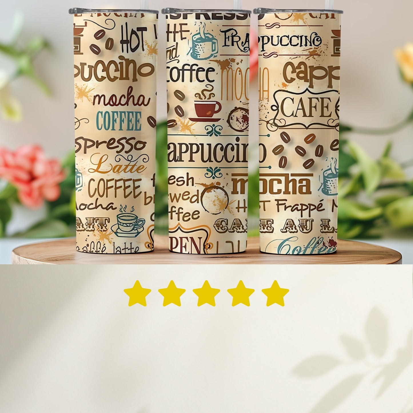 Coffee Words Art Decorated Travel Tumbler product