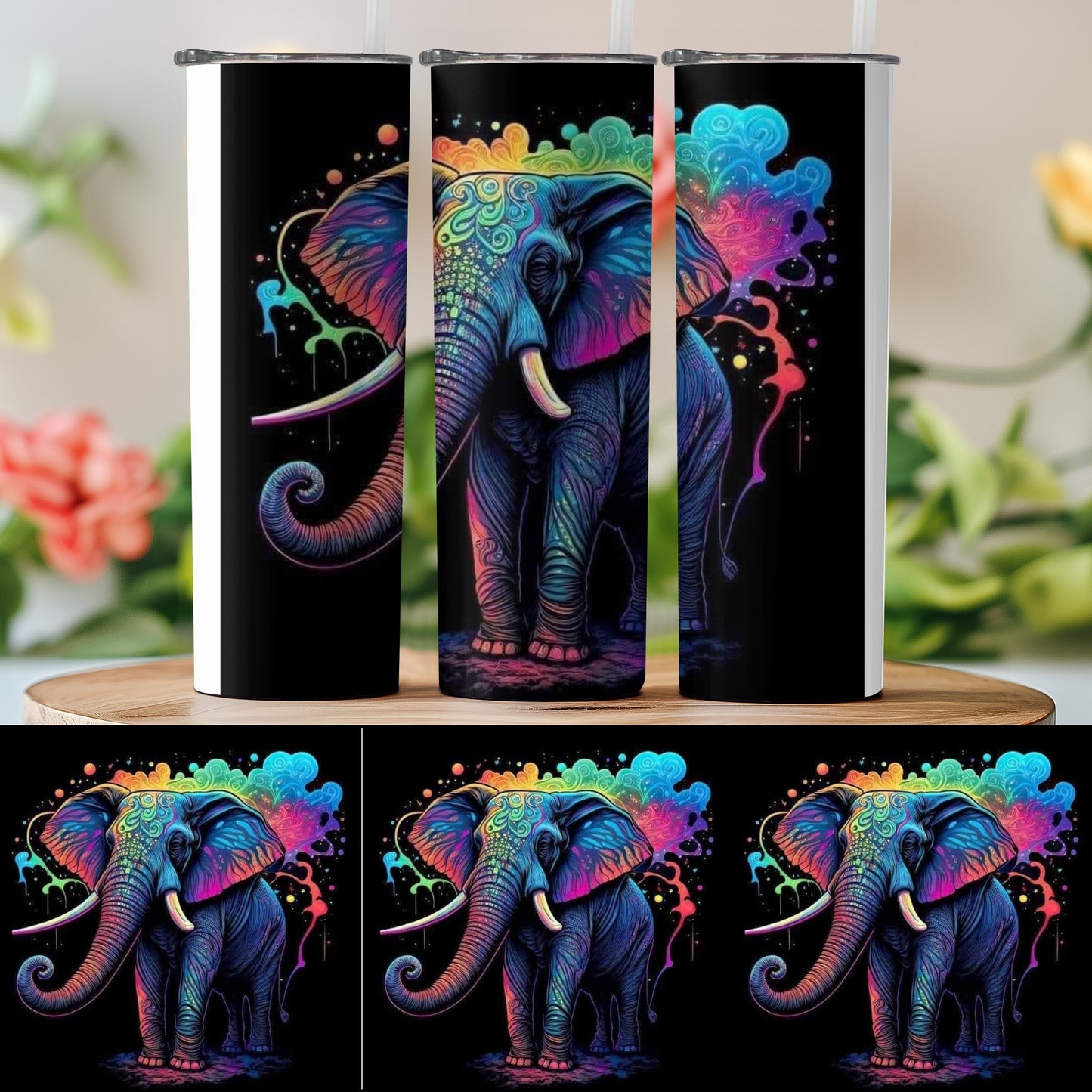 Colorful Vibrant Elephant Design Tumbler product type