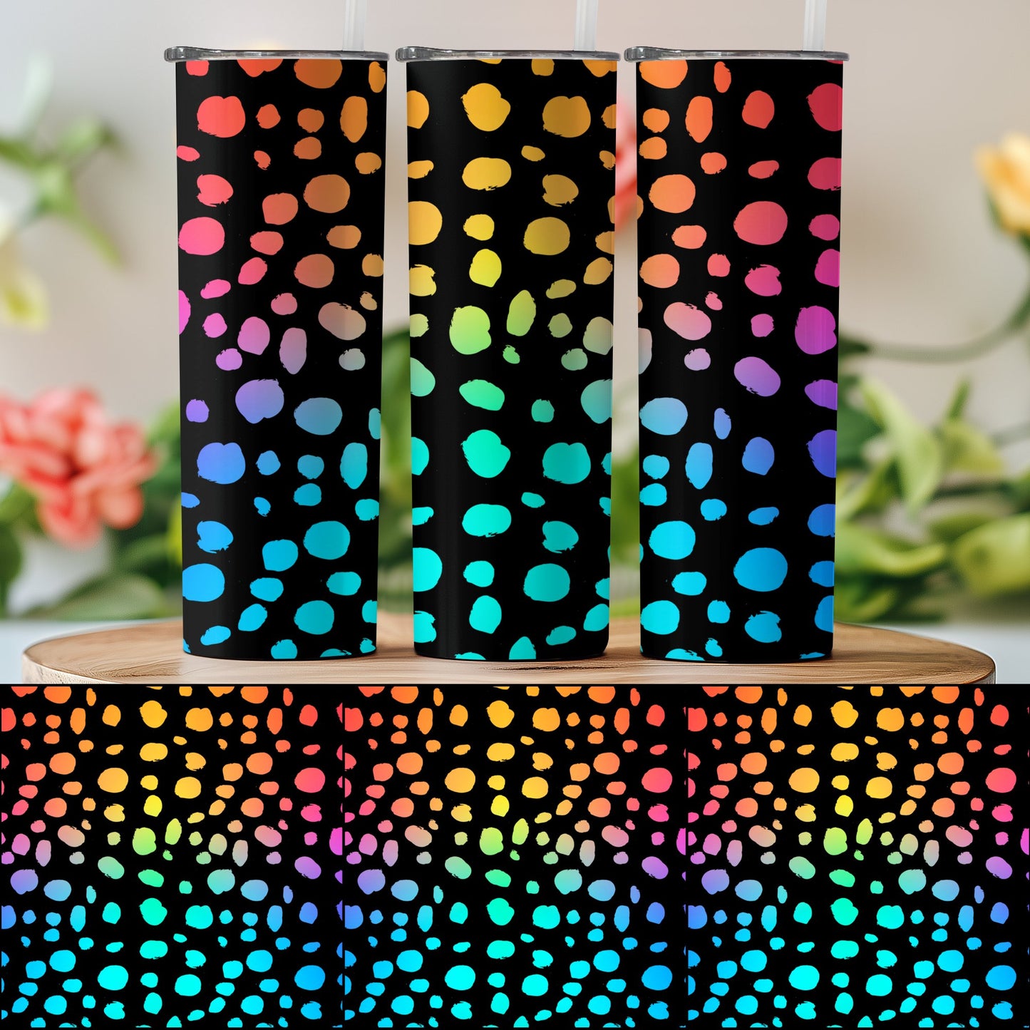 Colorful Gradient Polka Dot Patterned Tumbler product