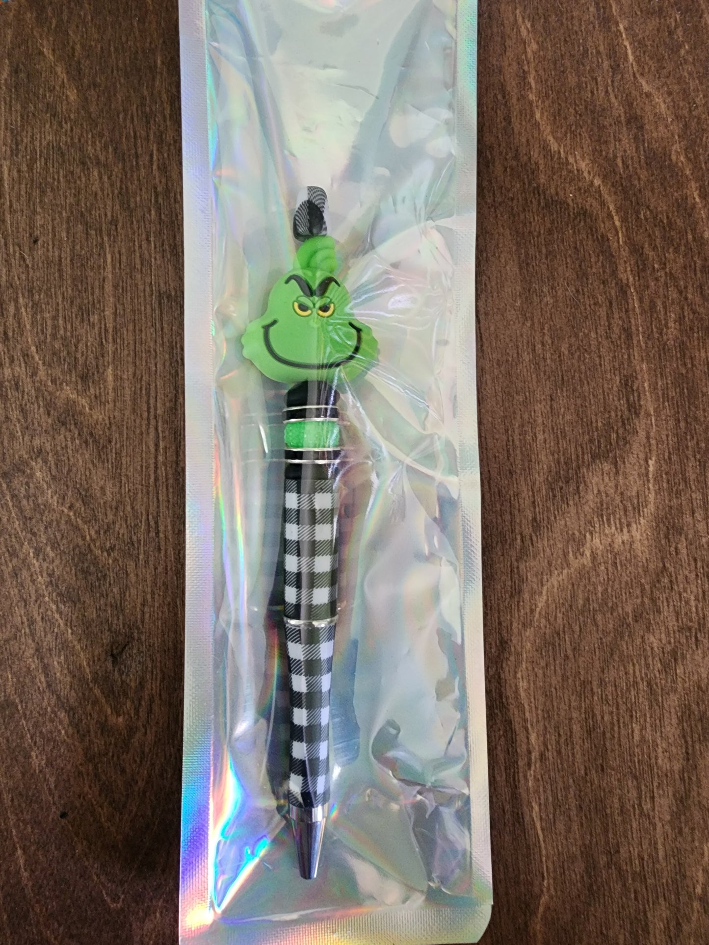 Fun Green Character Black White Checkered Pen