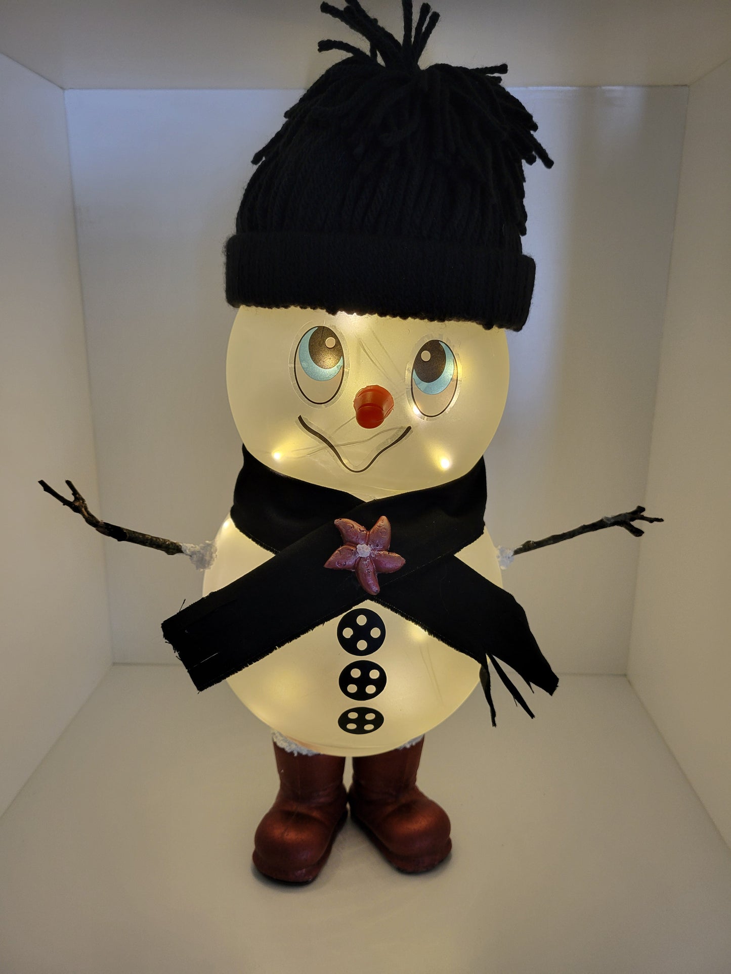 Handmade Snowman Decor, Winter Ornament, Holiday Centerpiece, Unique Christmas Decoration, Festive Gift, Home Accent, Tabletop Figure