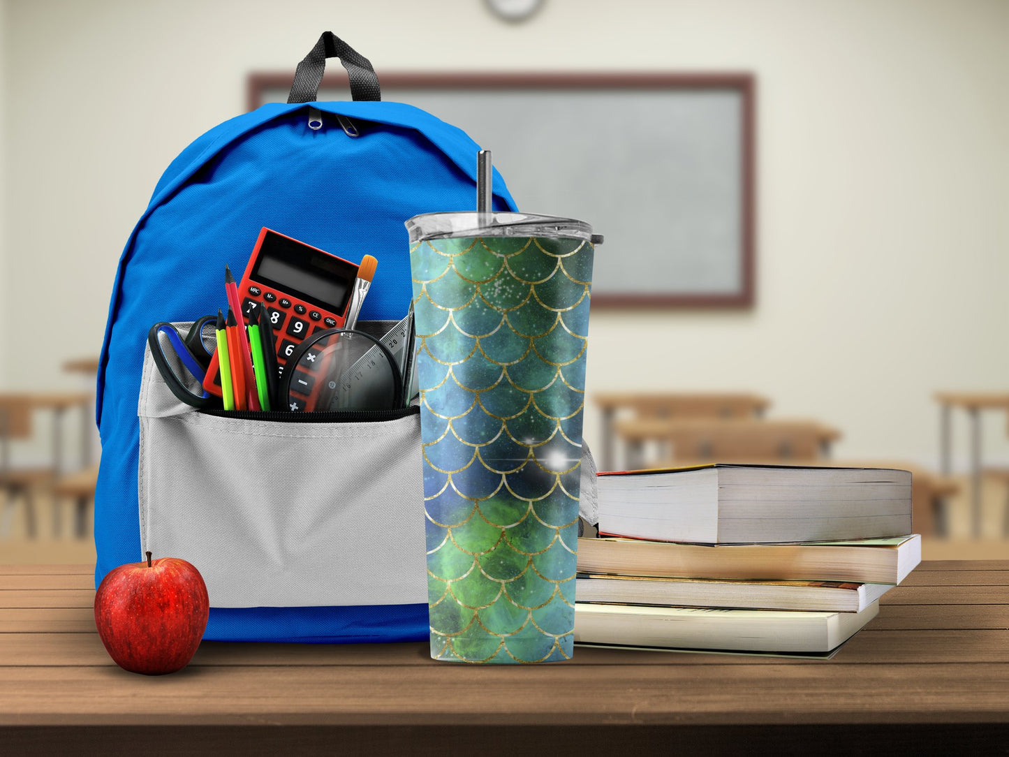 Colorful School Backpack with Mermaid Tumbler product