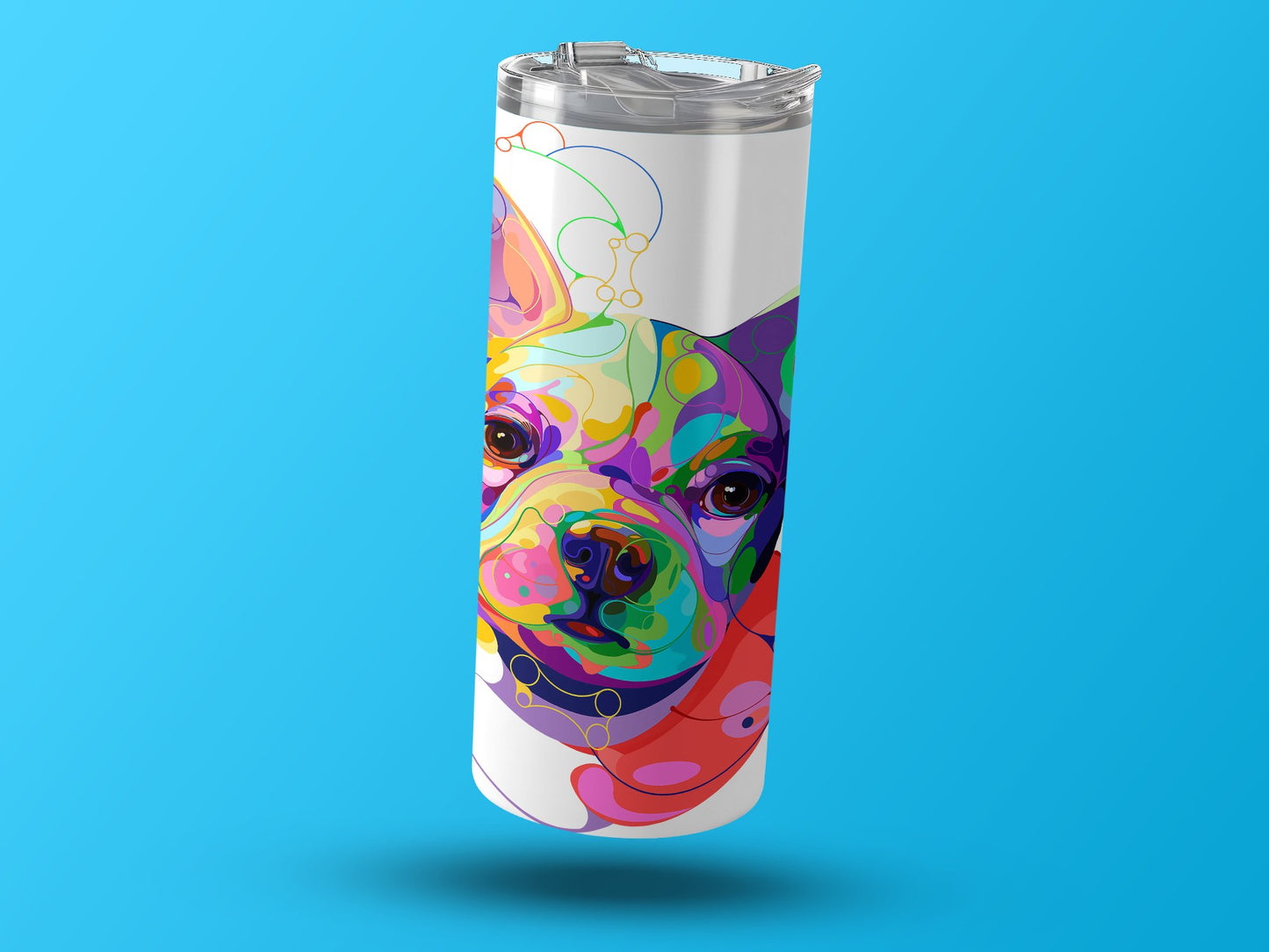 Colorful French Bulldog Illustration On Drinkware product
