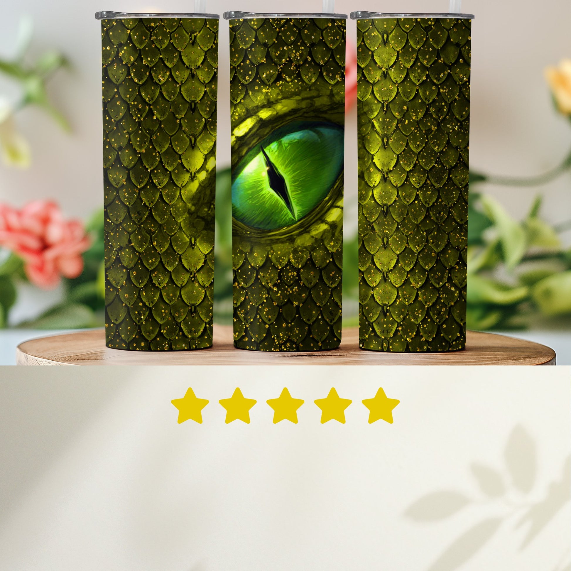 Green Dragon Eye Tumbler with Scales Design product type