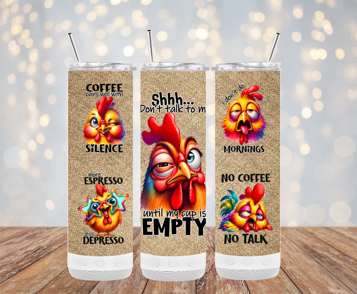 Colorful Rooster Coffee Mornings No Talk Tumbler product type