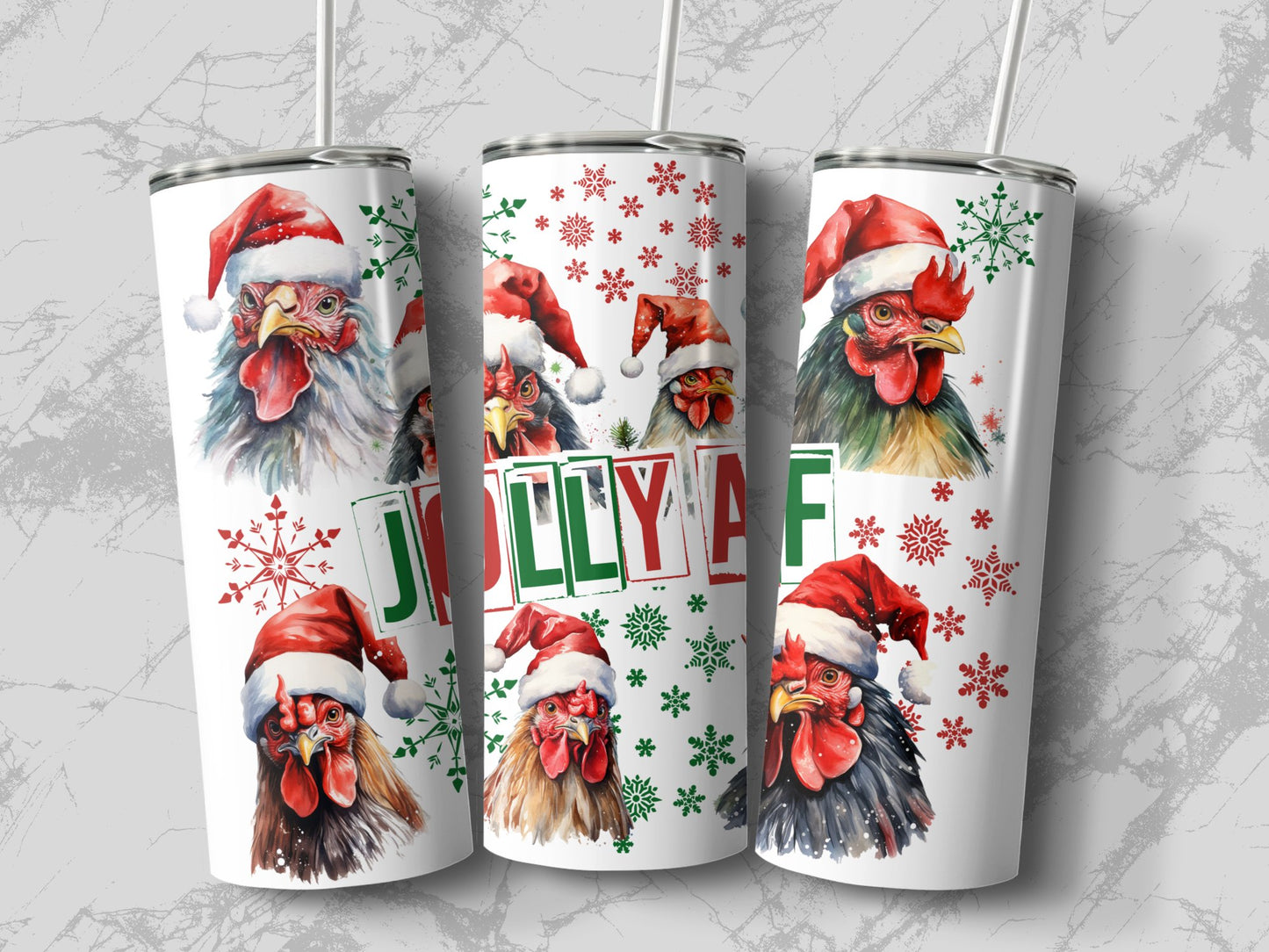 Jolly AF Chicken Festive Santa Hat Design Tumblers 6649728