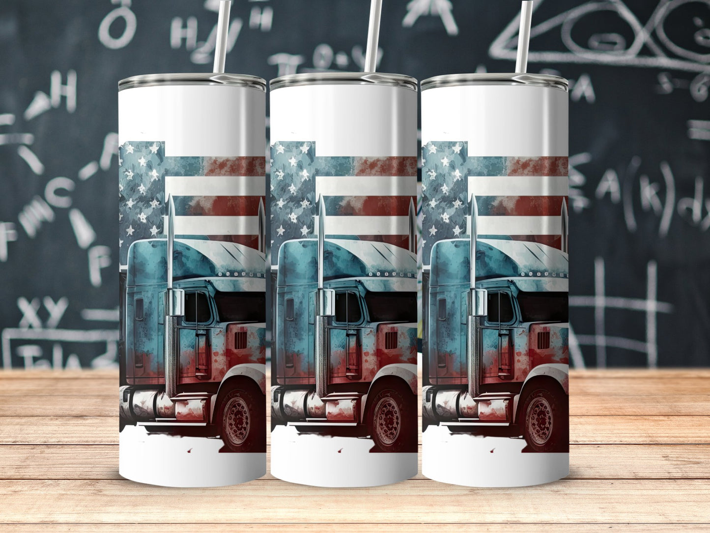 Patriotic American Flag and Semi Truck (4th July Tumblers) 8371303