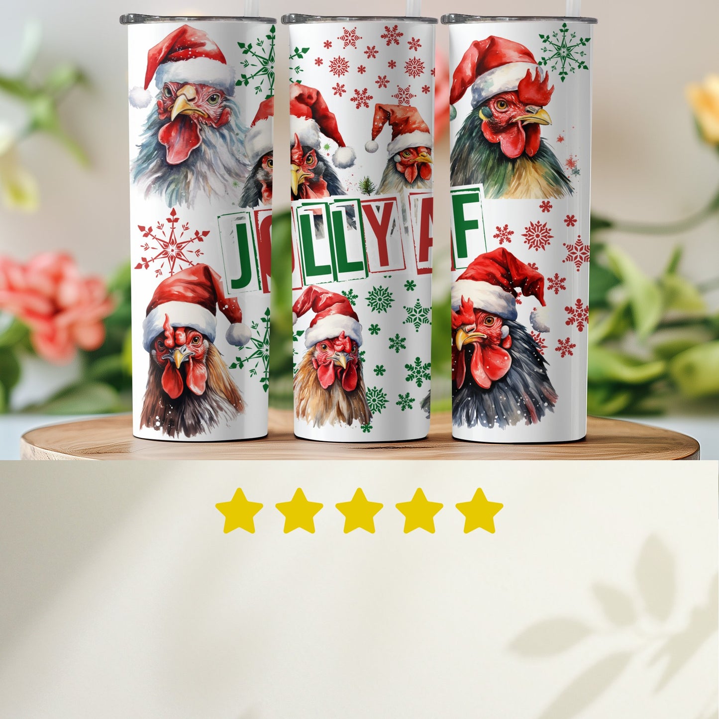 Jolly AF Chicken Festive Santa Hat Design Tumblers 6649728