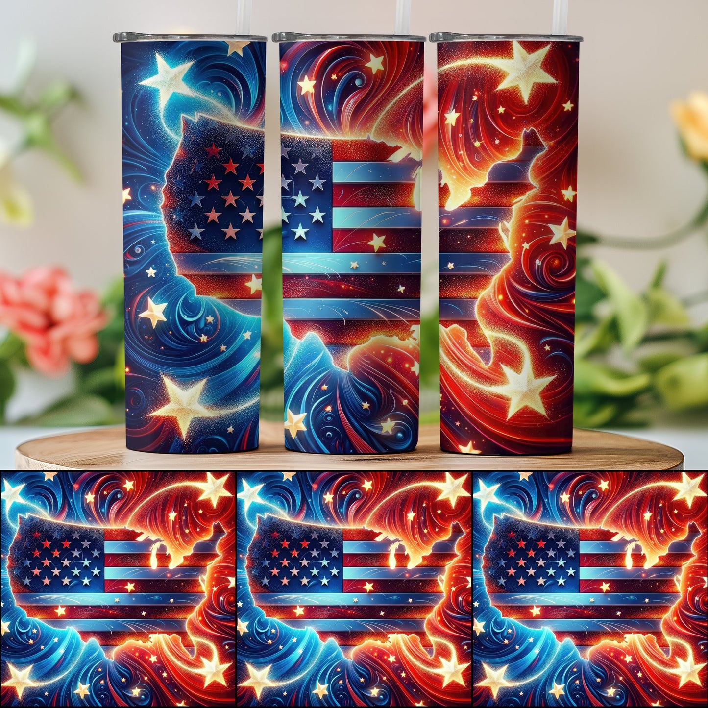 Patriotic Swirls and Stars USA Flag (4th July Tumblers) 8371302
