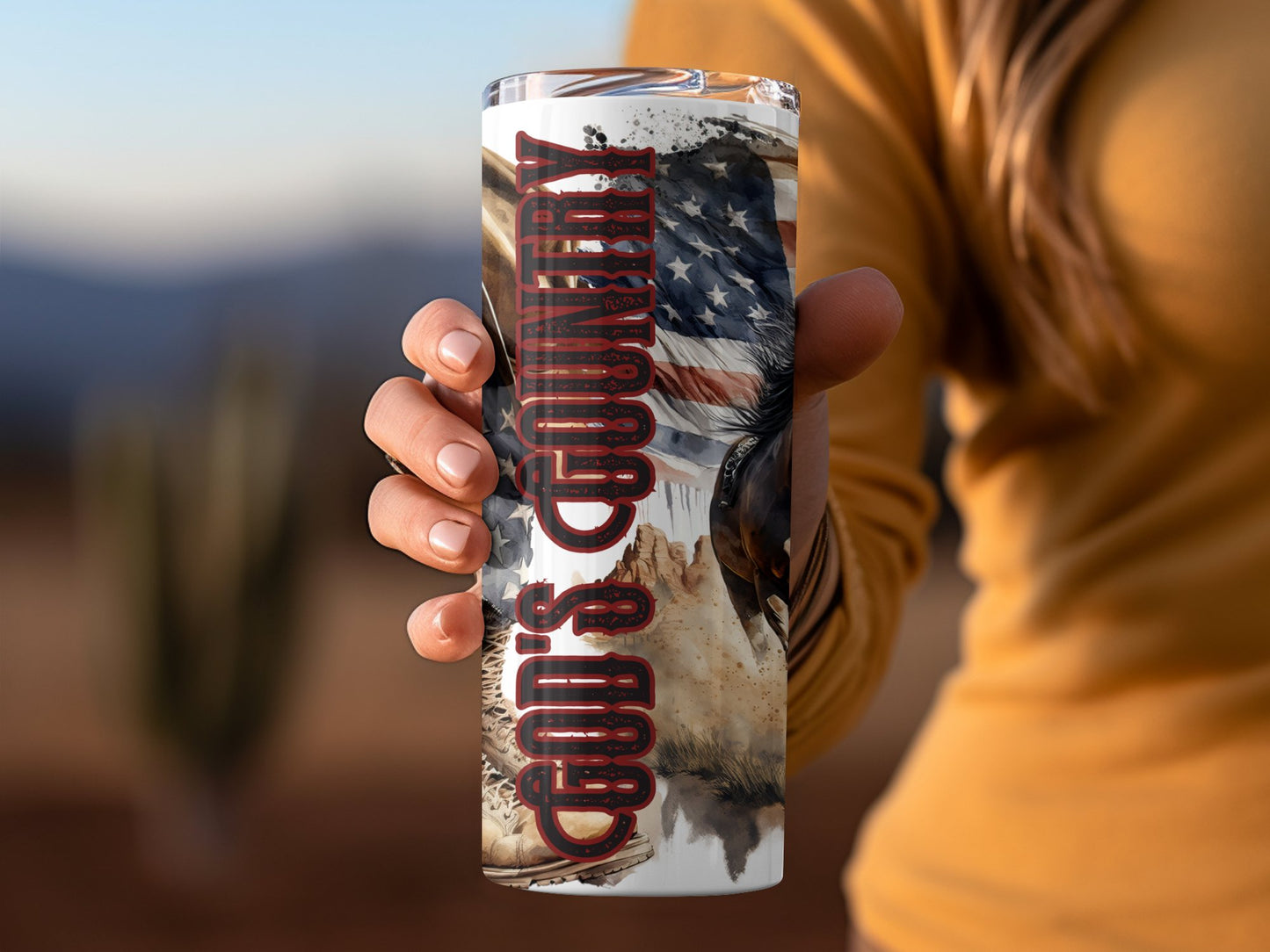 Cowboy's Country USA Flag and Horse (4th July Tumblers) 8371282