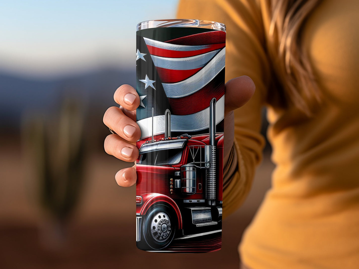 Patriotic American Flag and Red Truck (4th July Tumblers) 8371270