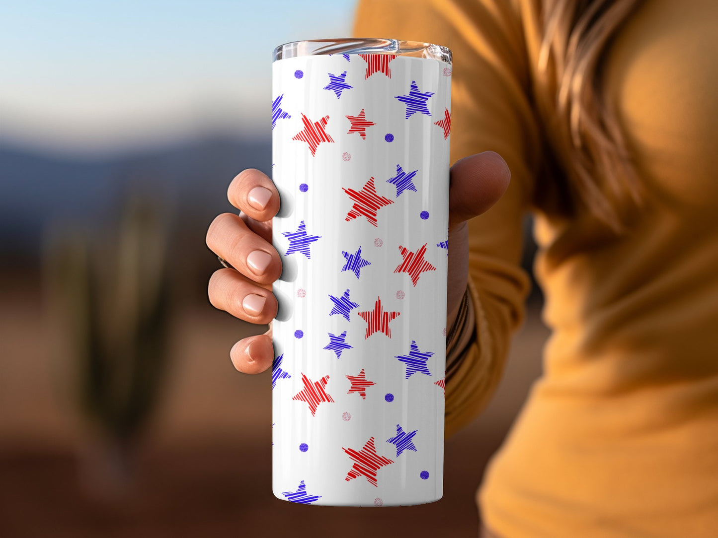 Red and Blue Abstract Star Pattern (4th July Tumblers) 8371272