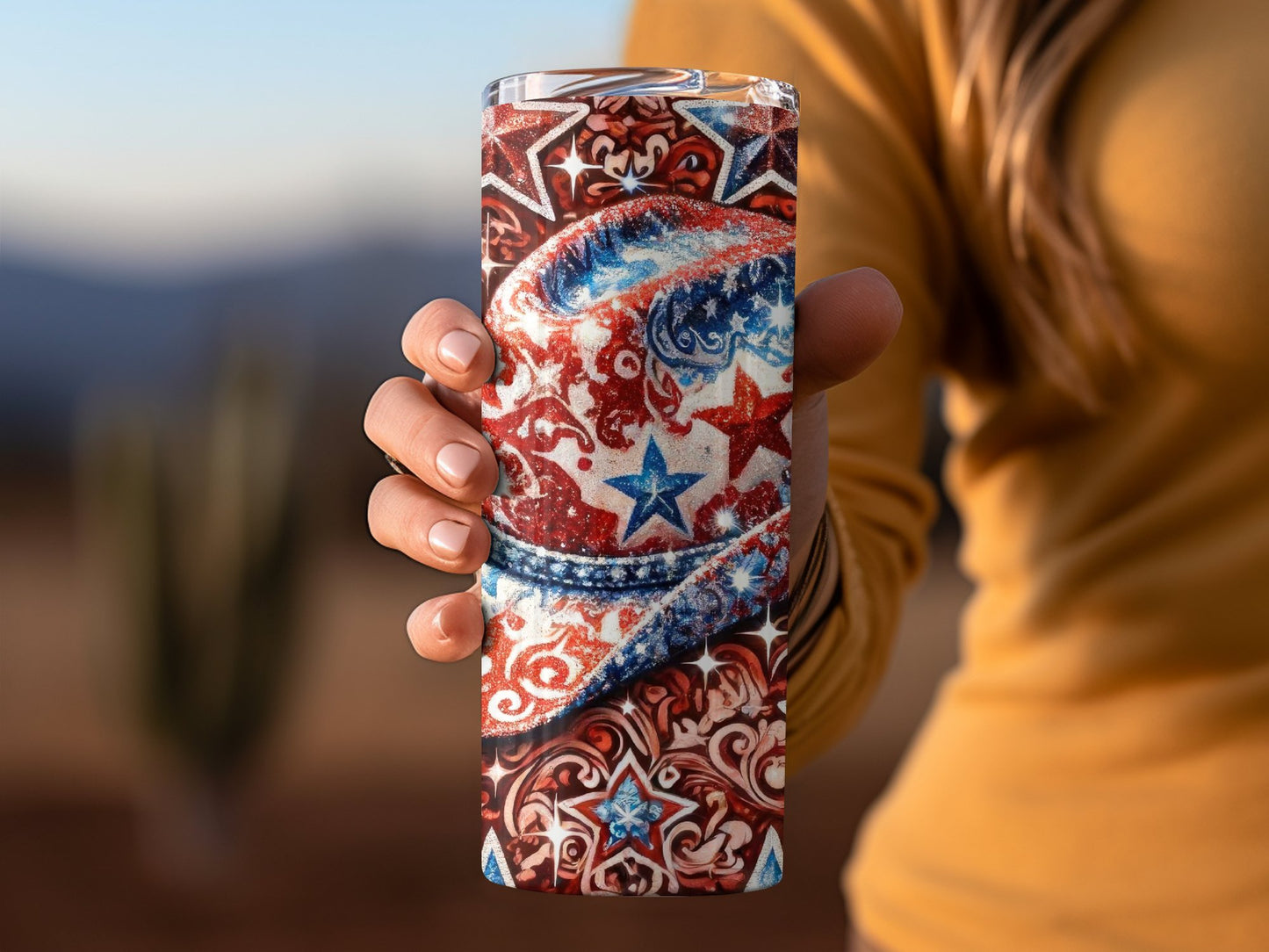 Patriotic Sparkling Stars and Hat (4th July Tumblers) 8371306