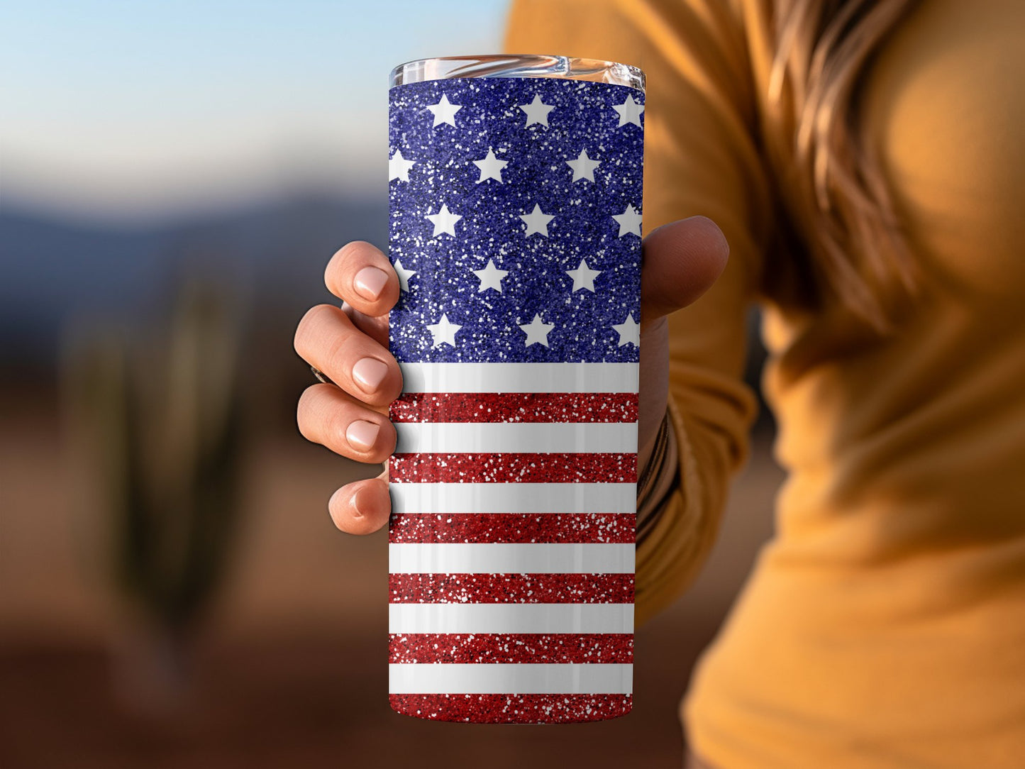 Patriotic Glittering Stars and Stripes (4th July Tumblers) 8371298