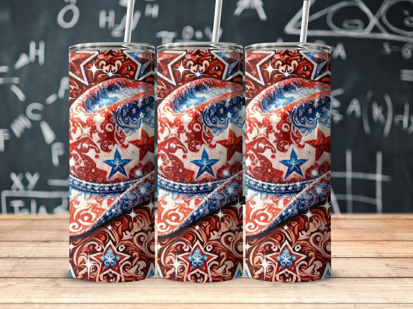 Patriotic Sparkling Stars and Hat (4th July Tumblers) 8371306