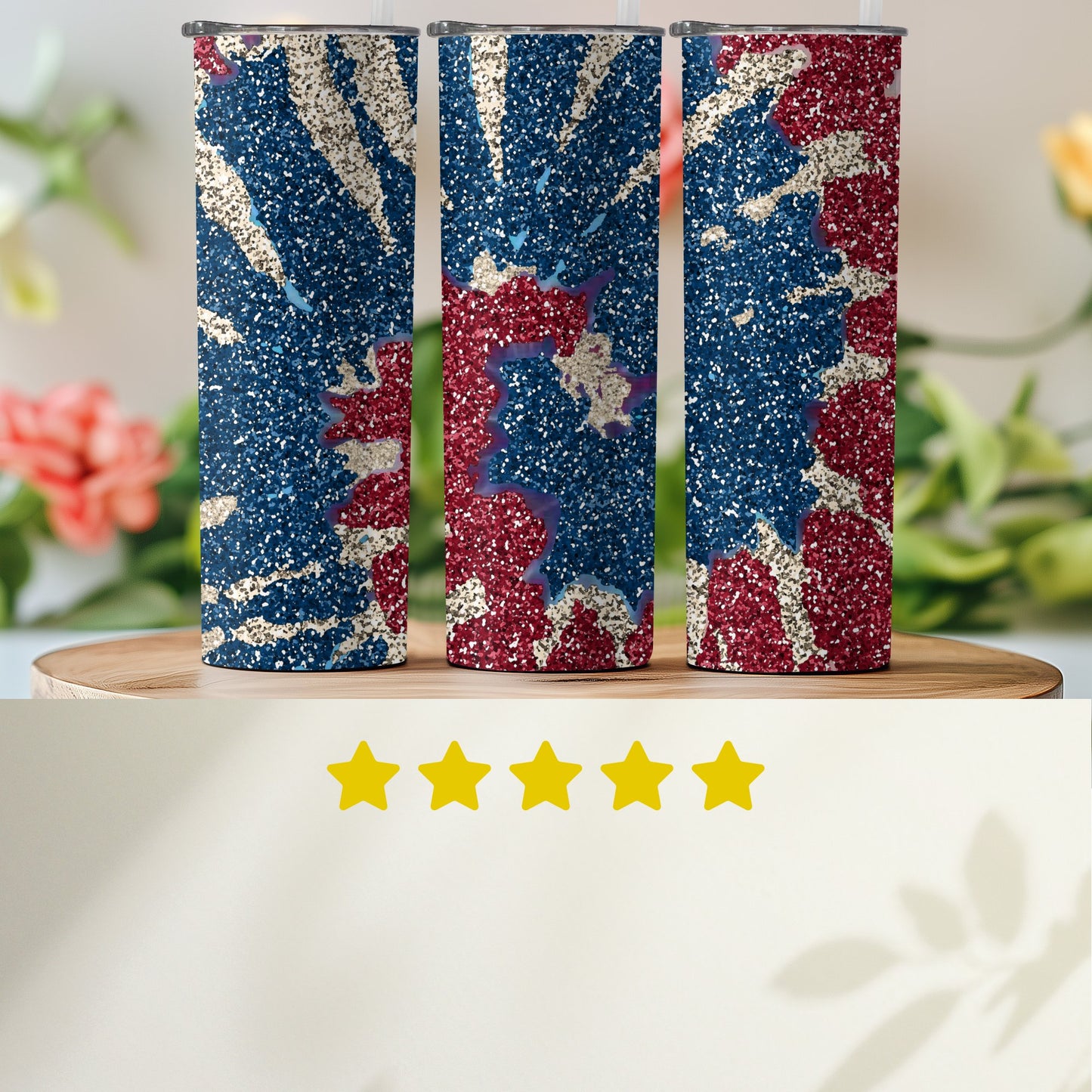 Patriotic Red Blue Sparkle Firework (4th July Tumblers) 8371611