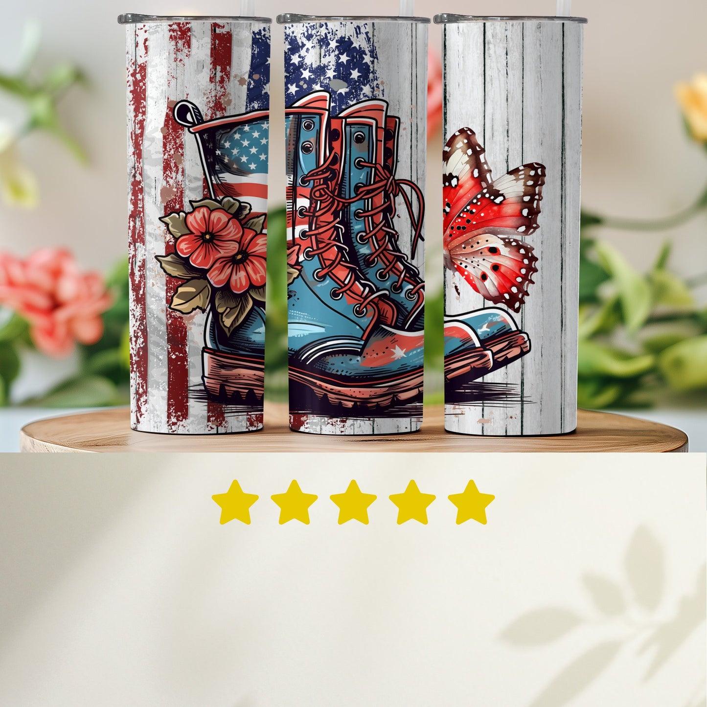 Patriotic Boots and Butterfly (4th July Tumblers) 8371290