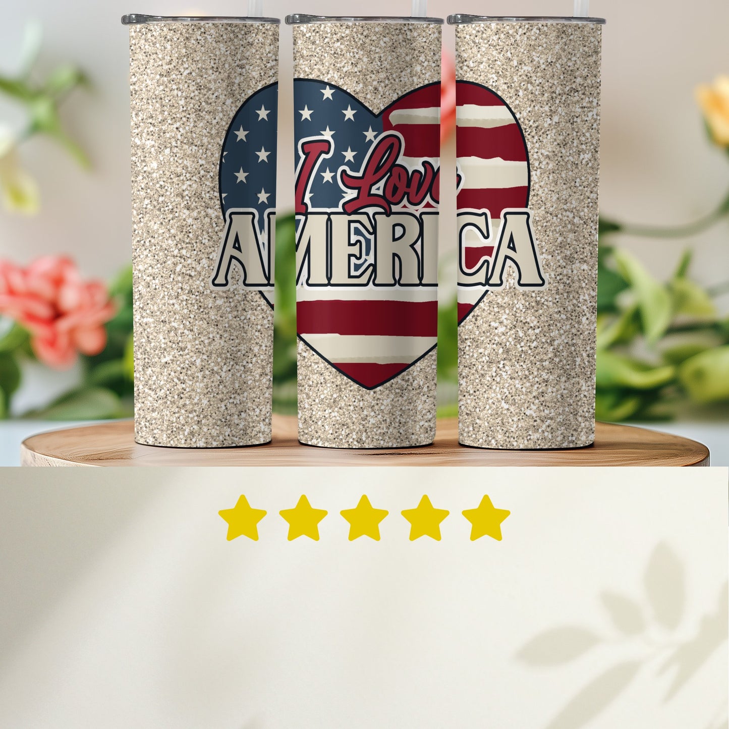 Patriotic Heart with 'I Love America' (4th July Tumblers) 8371612