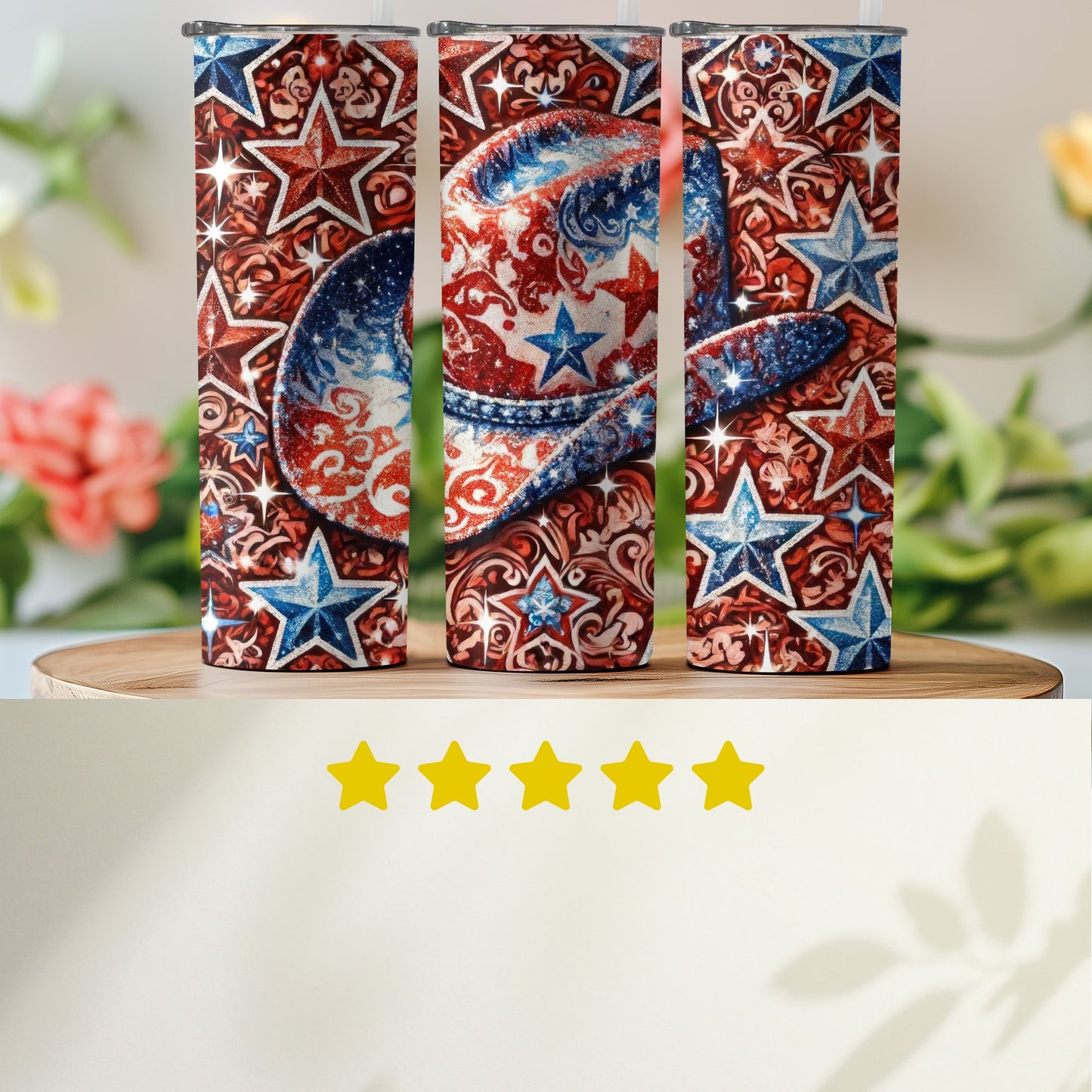 Patriotic Sparkling Stars and Hat (4th July Tumblers) 8371306