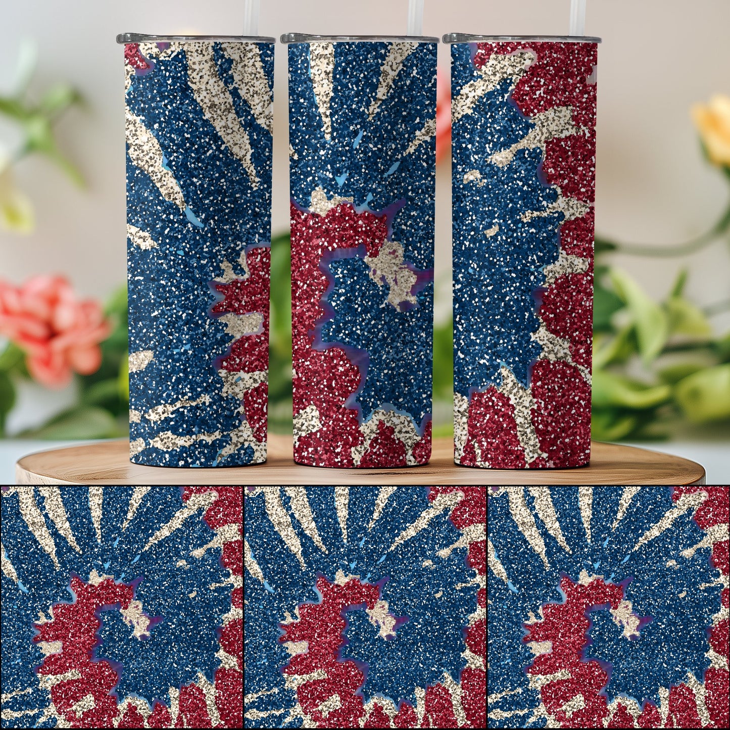 Patriotic Red Blue Sparkle Firework (4th July Tumblers) 8371611