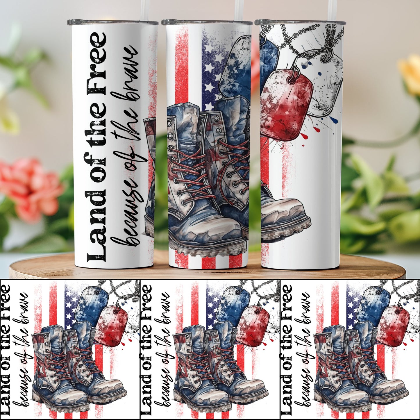 Patriotic Boots and Dog Tags (4th July Tumblers) 8371275