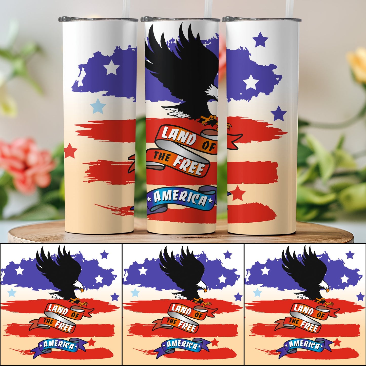 Patriotic Eagle and Stripes Land of the Free America (4th July Tumblers) 8371279