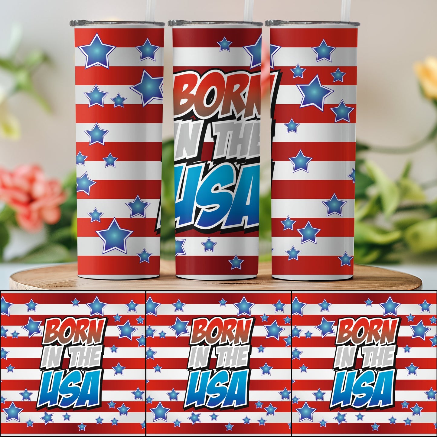 Patriotic Born in the USA Star-Spangled (4th July Tumblers) 8371288