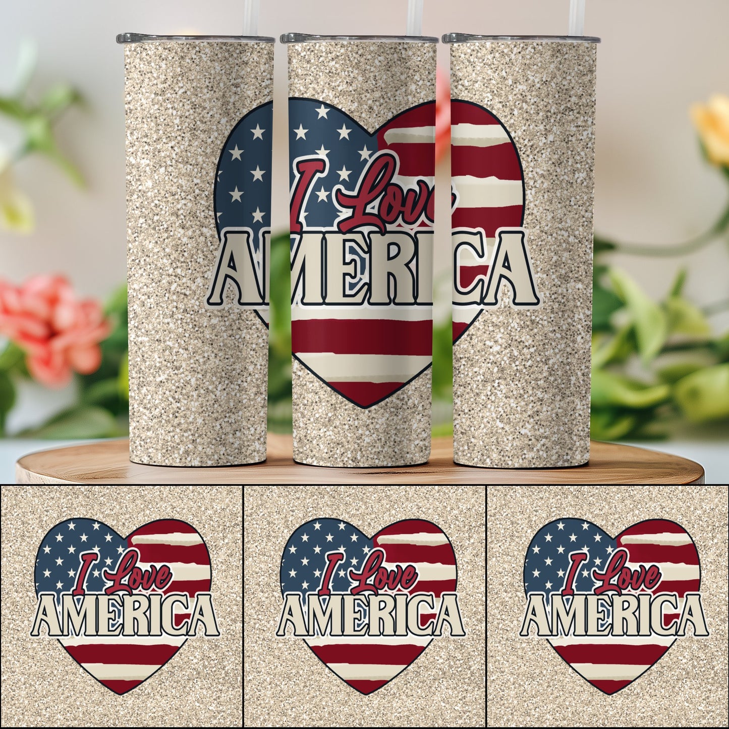 Patriotic Heart with 'I Love America' (4th July Tumblers) 8371612