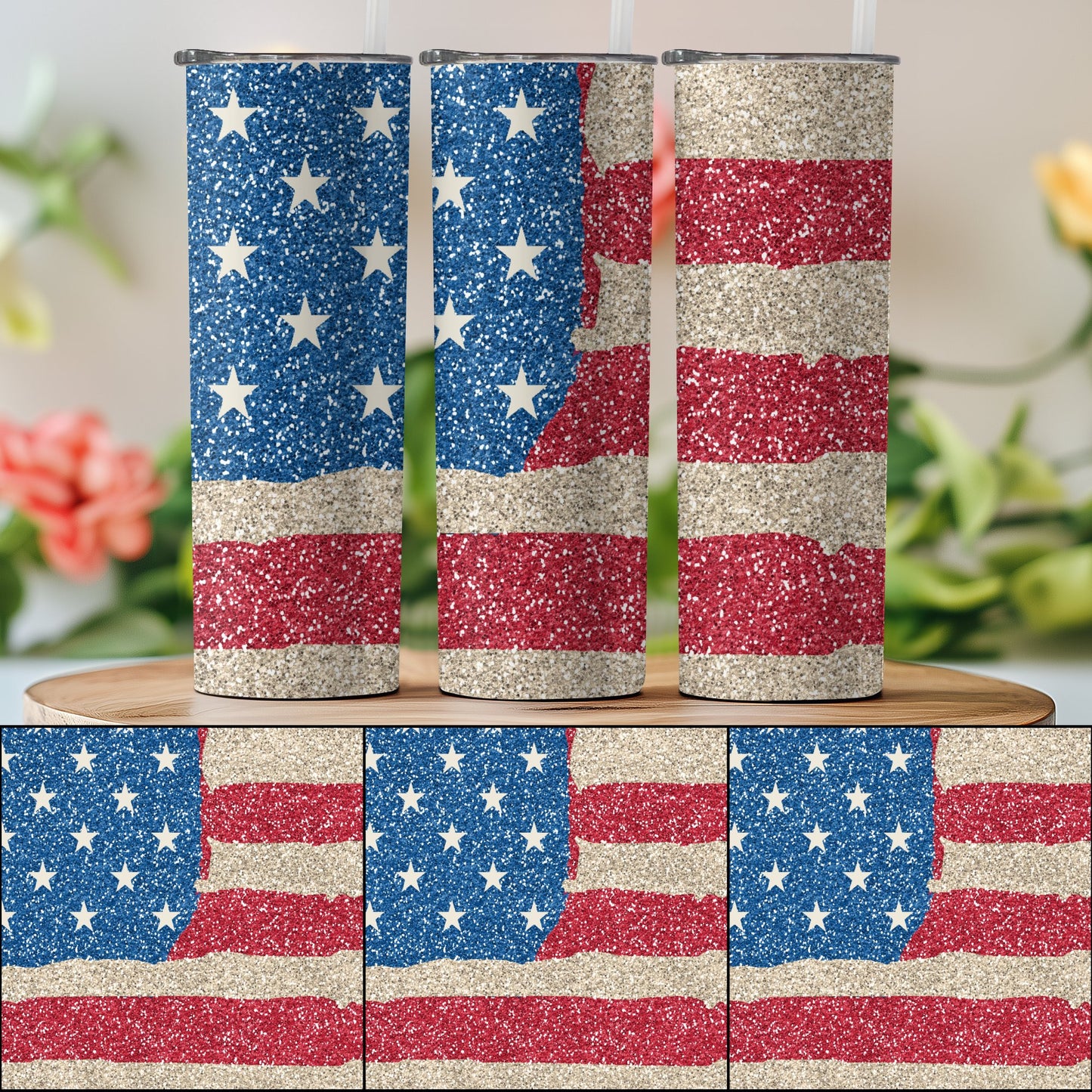 Patriotic Glitter USA Flag (4th July Tumblers) 8371614