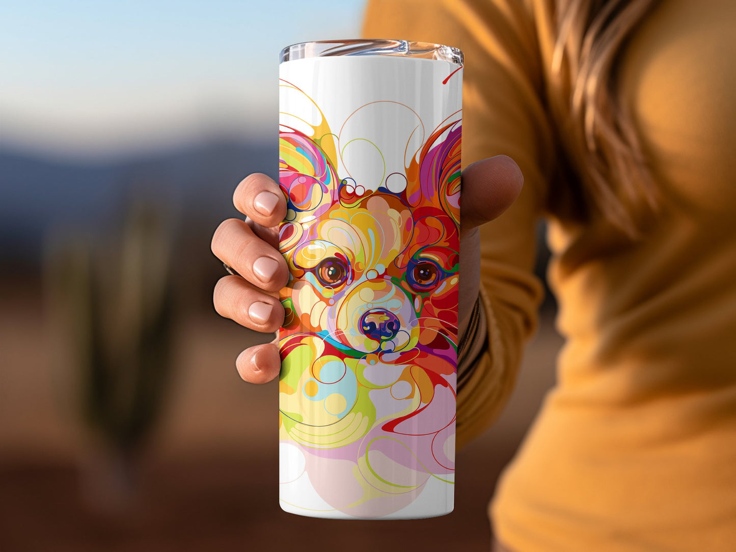 Colorful Dog Artwork Design Engraved Tumbler product type