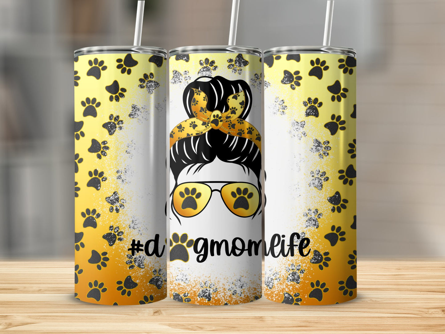 Dog Mom Life Stylish Paw Print Tumbler Product