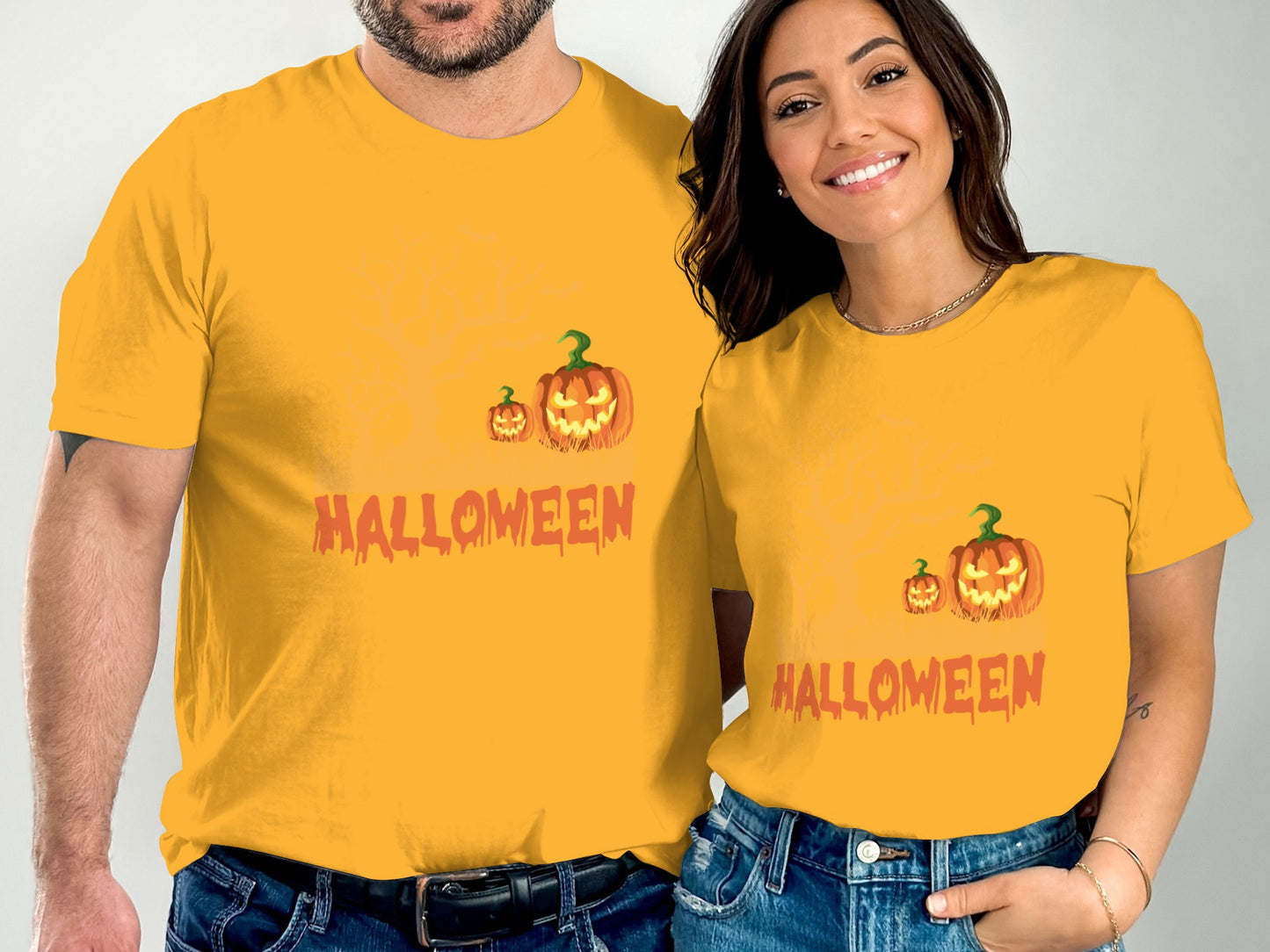 Halloween Pumpkin Matching Couple T-Shirt product
