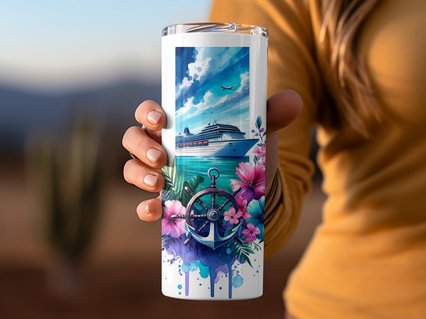 Cruise Ship Dreamscape with Anchor Art Tumblers product