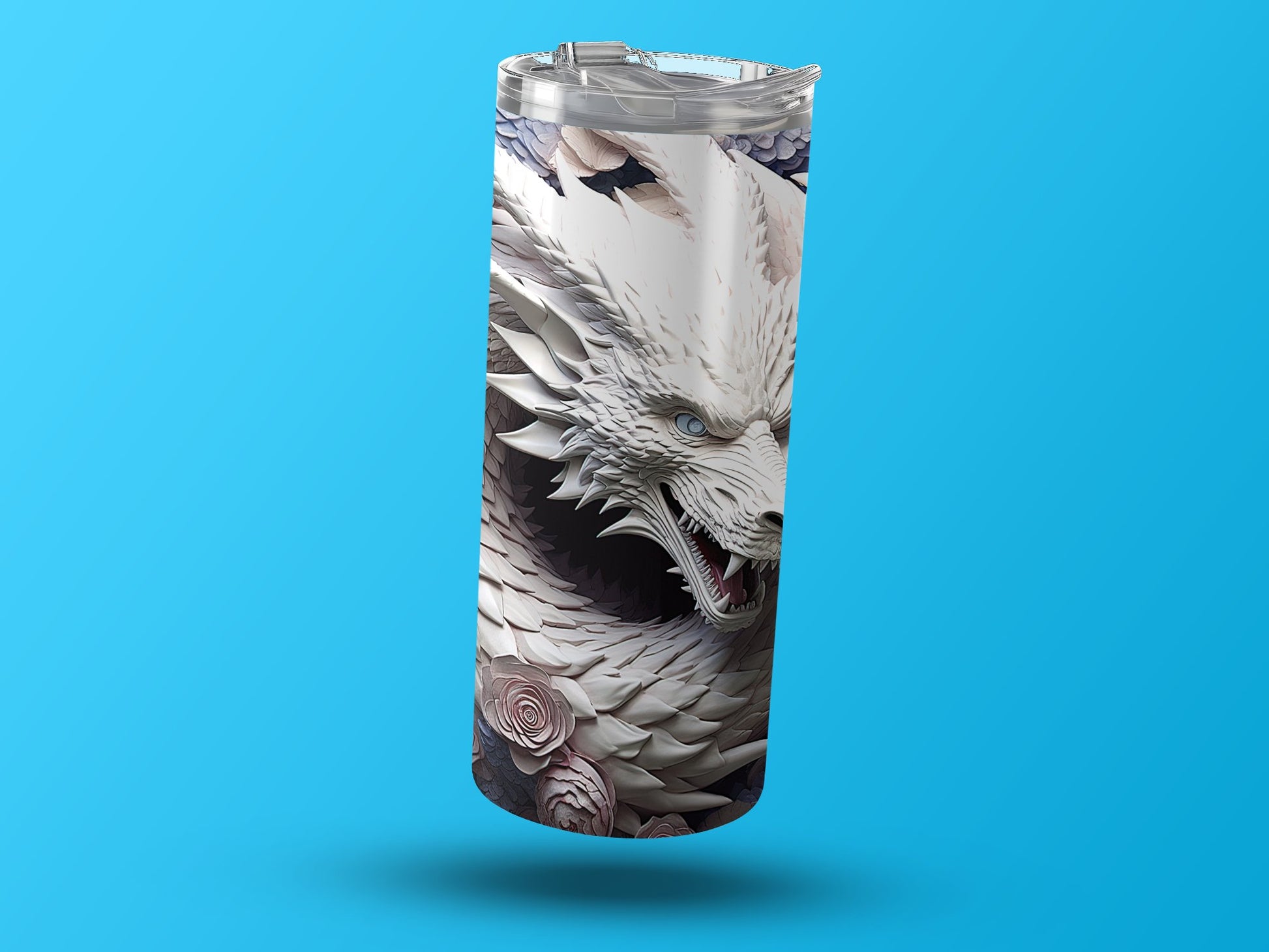 Fierce White Dragon With Roses Design Insulated Tumbler product type