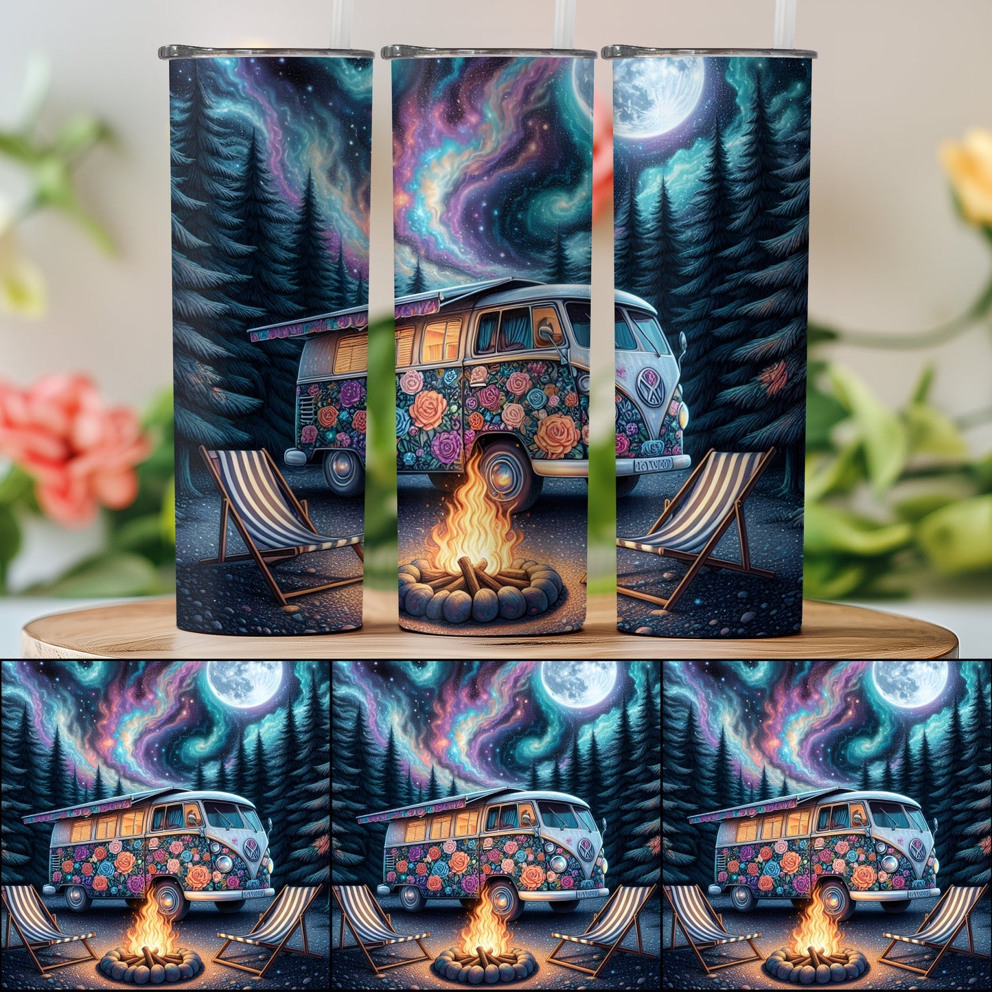 Retro Camper Van Under Northern Lights product type