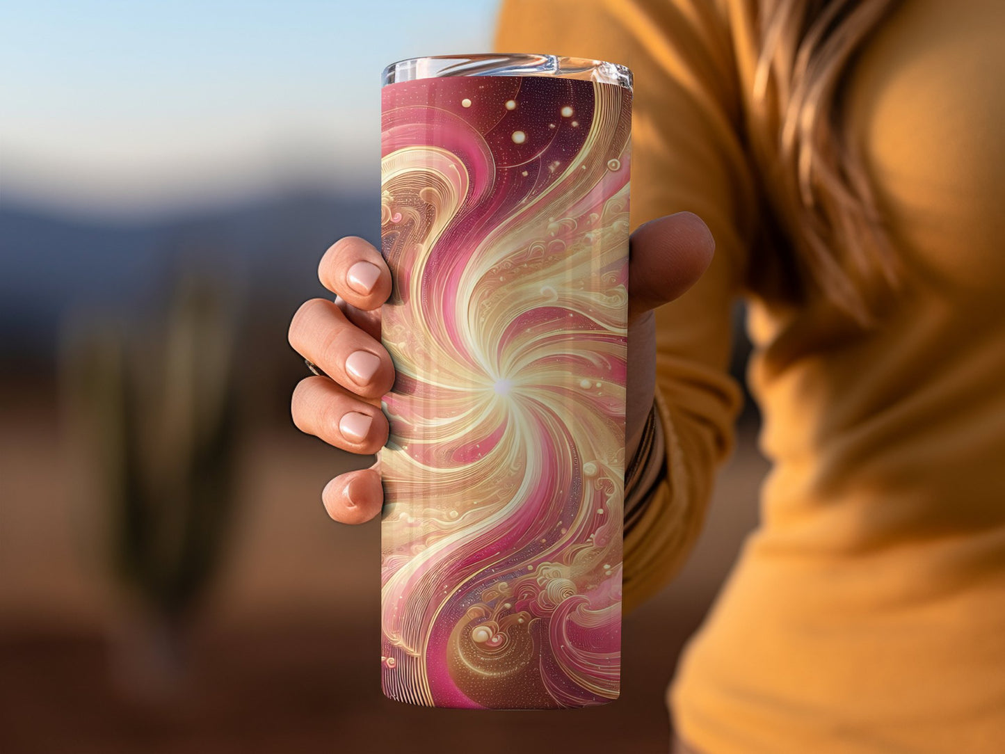 Swirling Cosmic Pink Design Tumbler Cup product