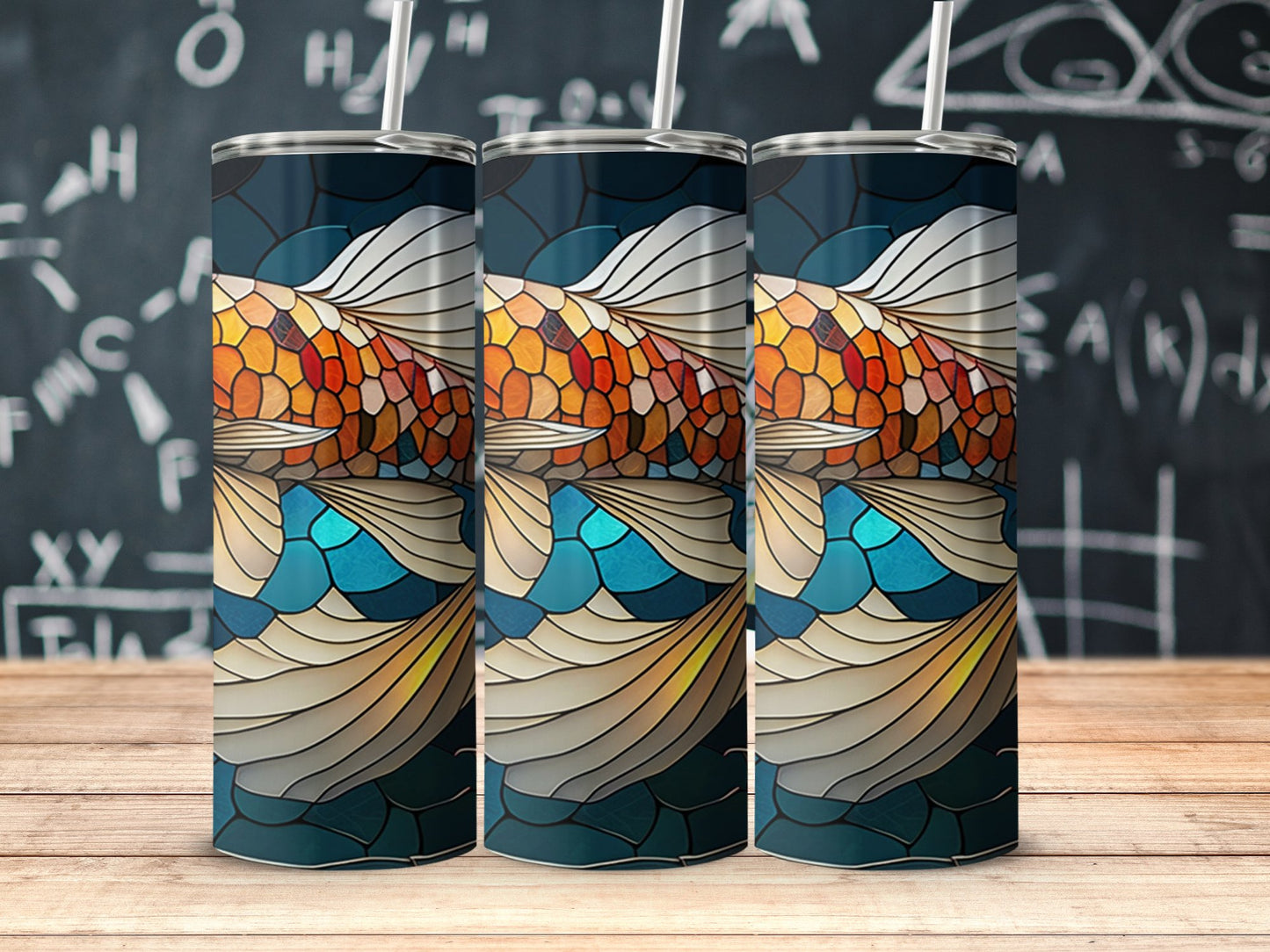 Vibrant Koi Fish Stained Glass Design Tumbler product type