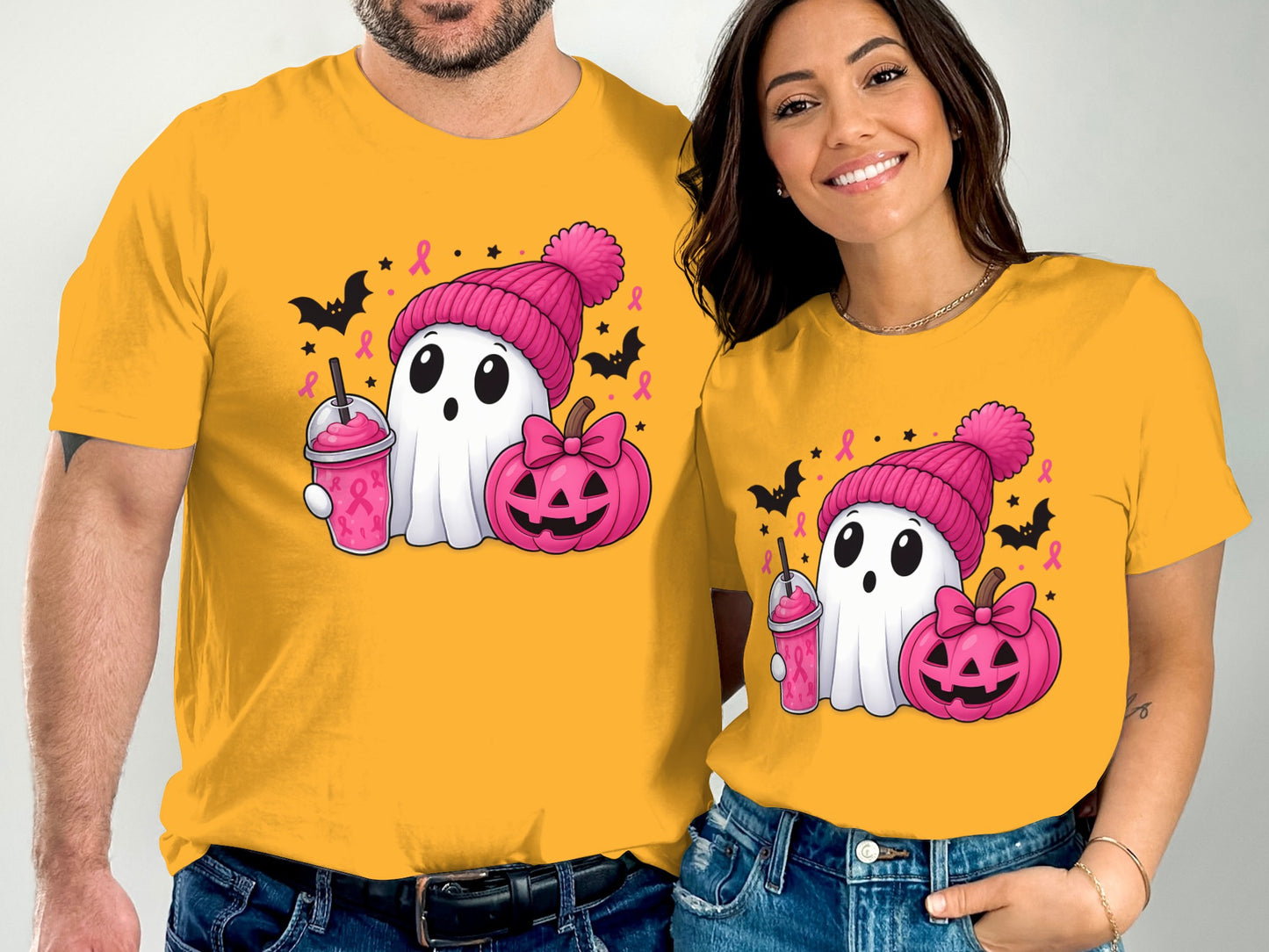 Cute Pink Ghost with Pumpkin Halloween T-Shirt product