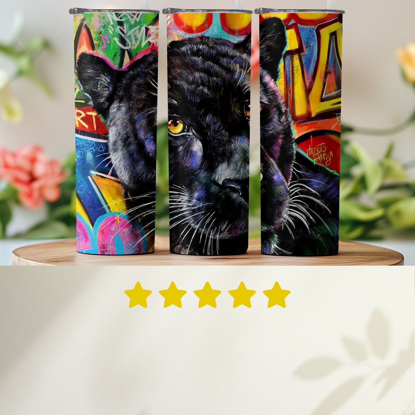 Colorful Panther Graffiti Design Tumbler product