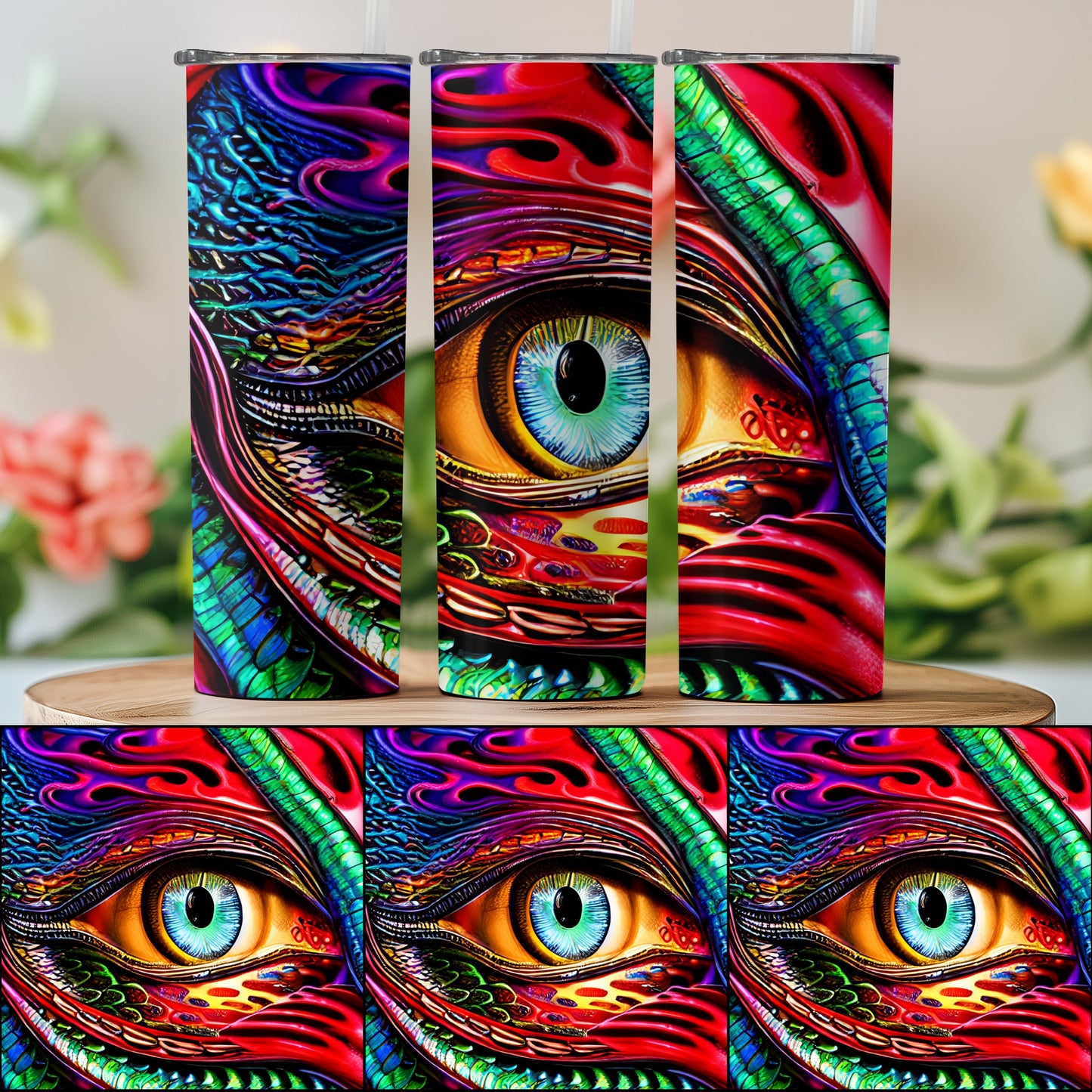 Colorful Surreal Eye Design on Tumbler product