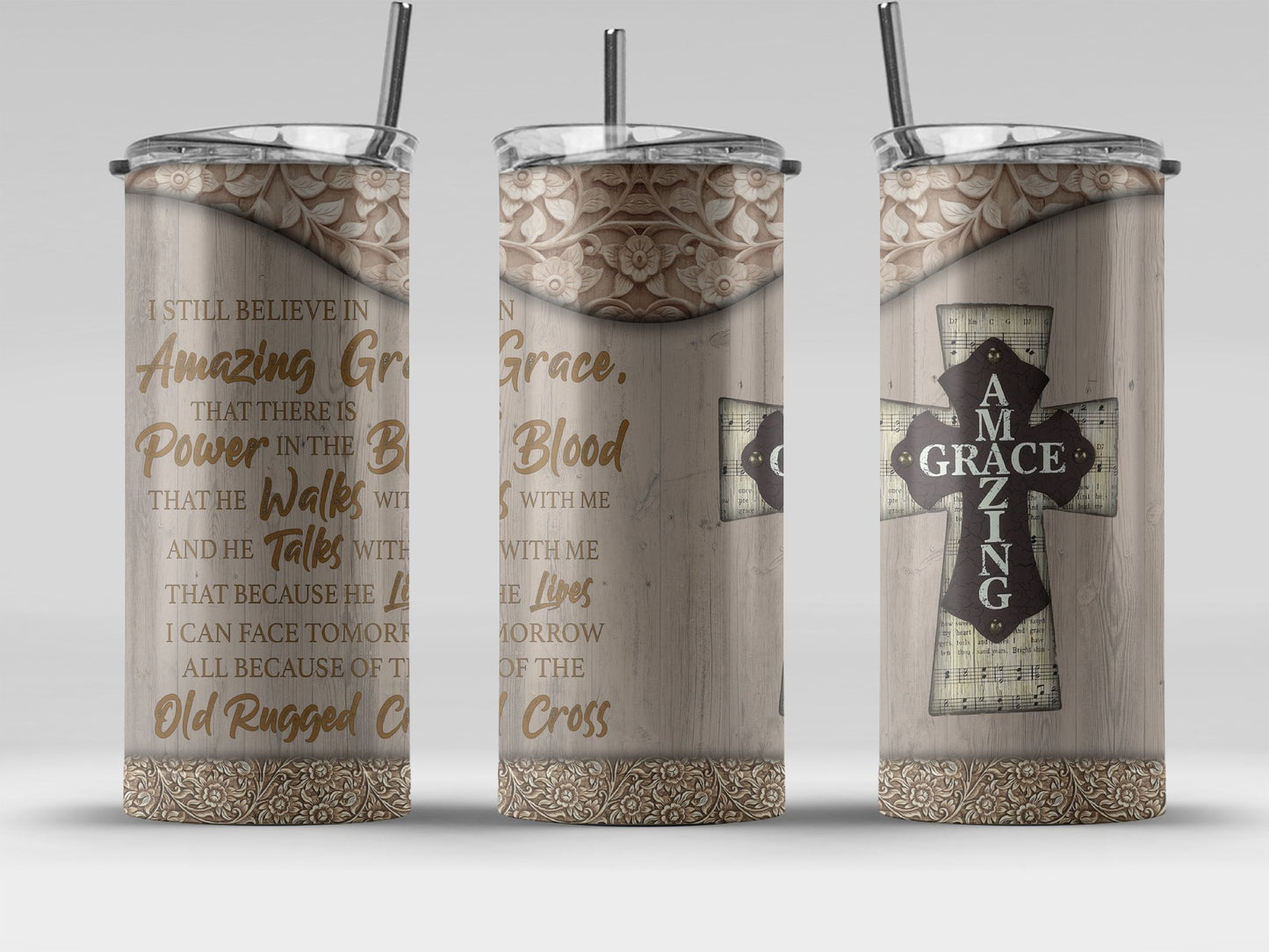 Amazing Grace Insulated Cross Tumbler product
